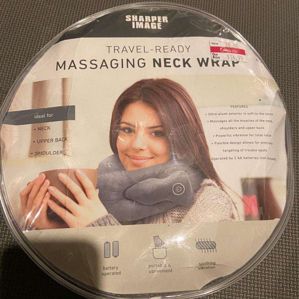 Sharper Image Gray Massaging Neck Pillow